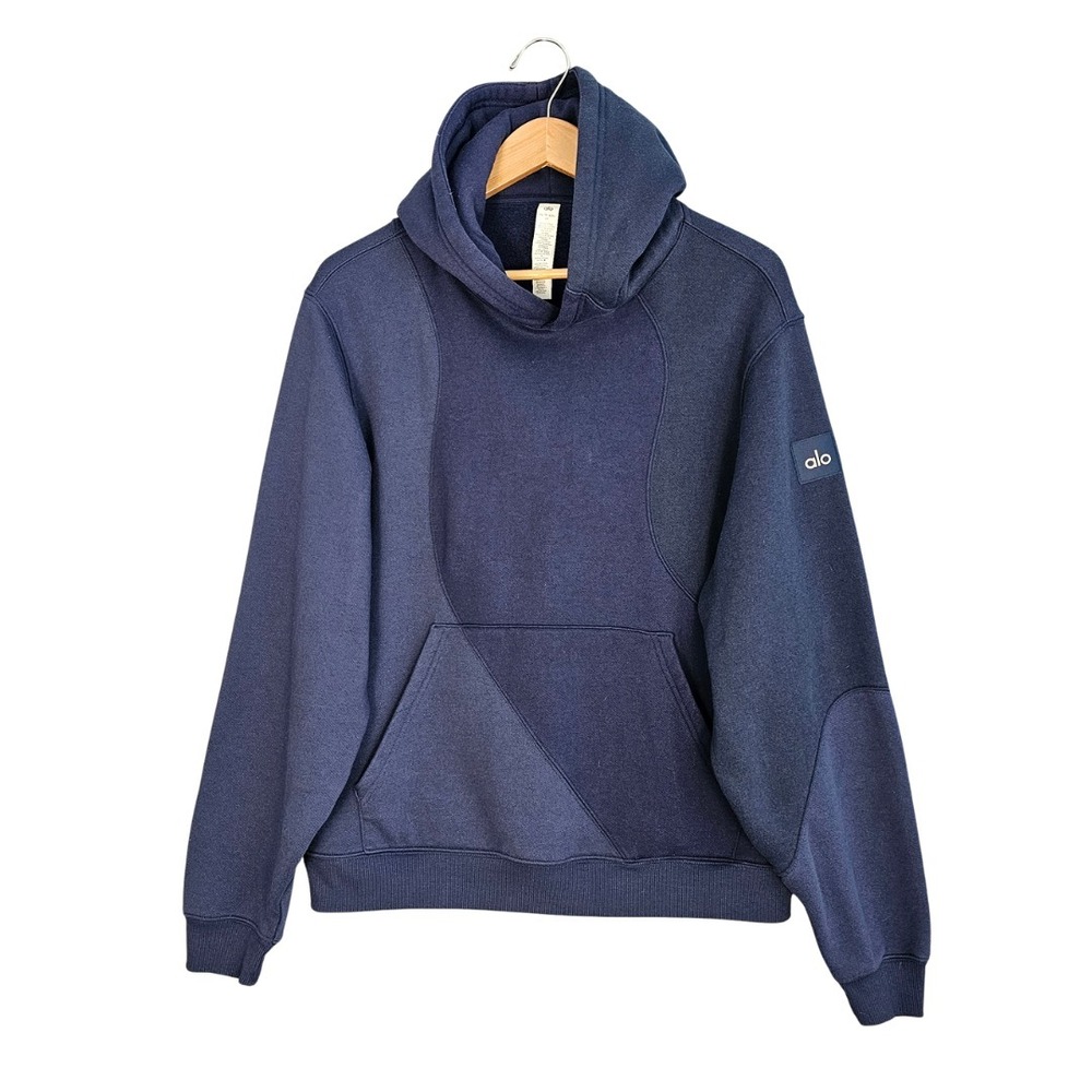 Alo Yoga Make Waves Hoodie U3039R XS Navy Tonal Oversized French Terry Sweats